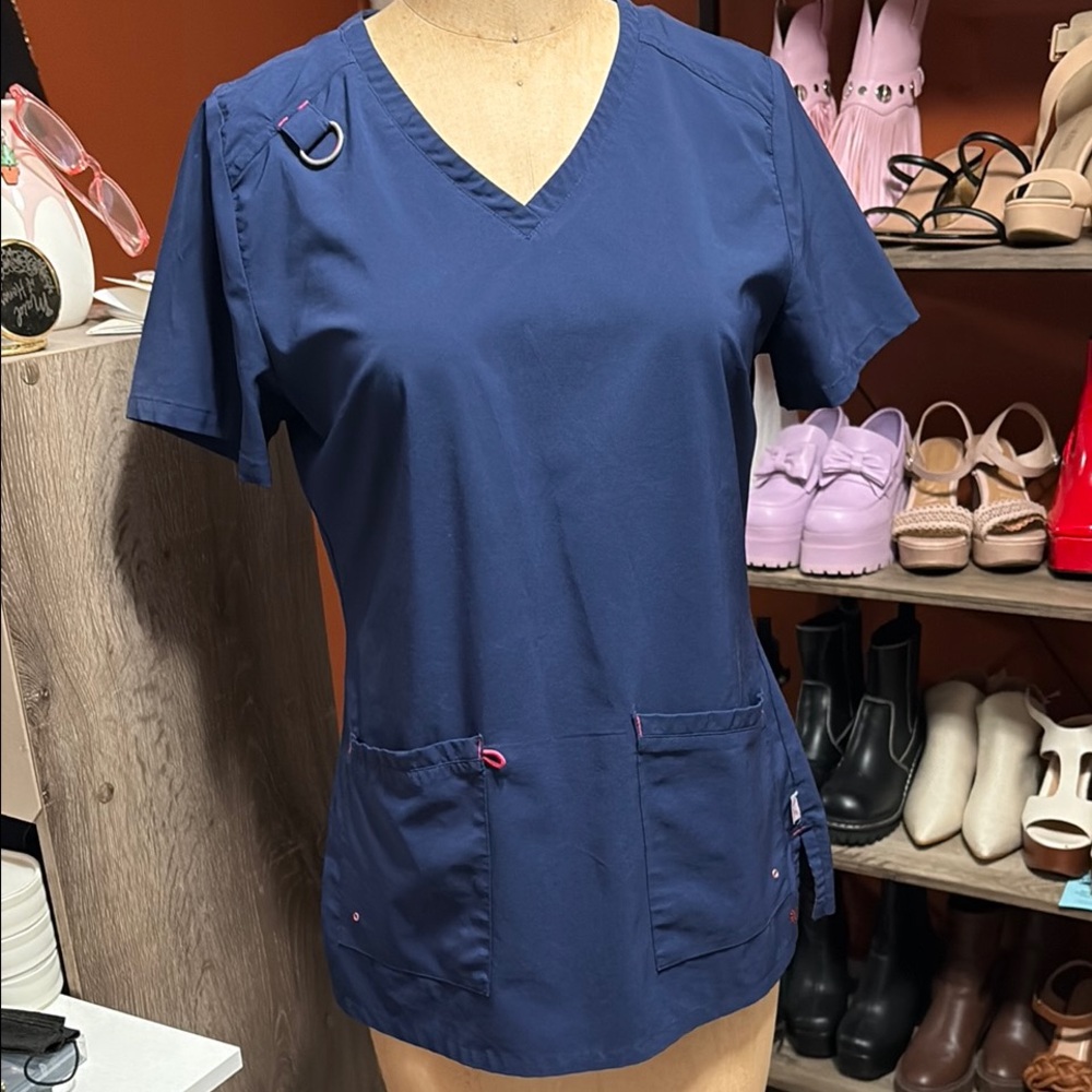 Navy Blue Women's Scrub Top
